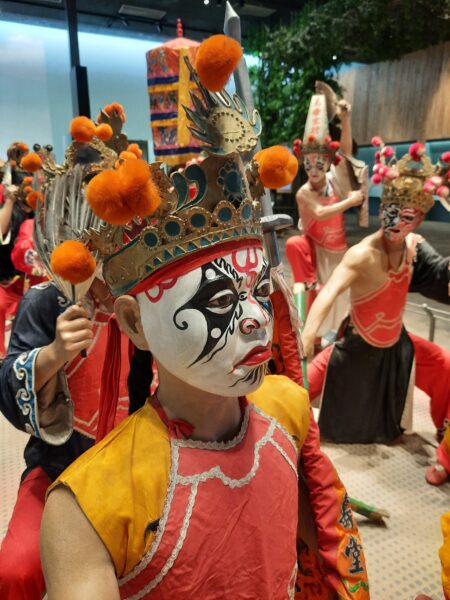 Recreation of a folk religion parade inside NMTH, Tainan, Taiwan